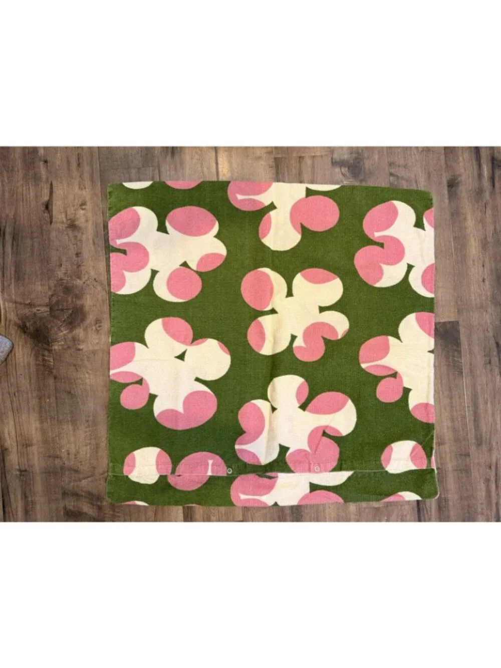 2 Vintage 70s Mod Terry Cloth Pillow Covers Pink Green Floral Retro Upcycled 28” - Picture 6 of 16